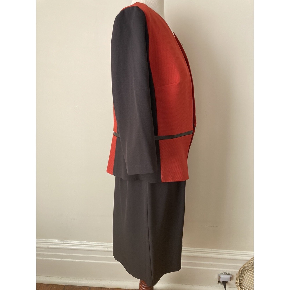 Studio One Dress Set Orange Black Size 12 Dress Jacket - Picture 5 of 14